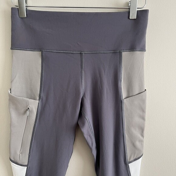 Athleta Colorblock Up for Anything Leggings Gray Grey White Size S Silver Bells - Picture 5 of 14